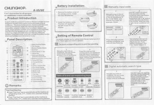 LG AUX Remote Air-Conditioner R/C Light Autosearch Code